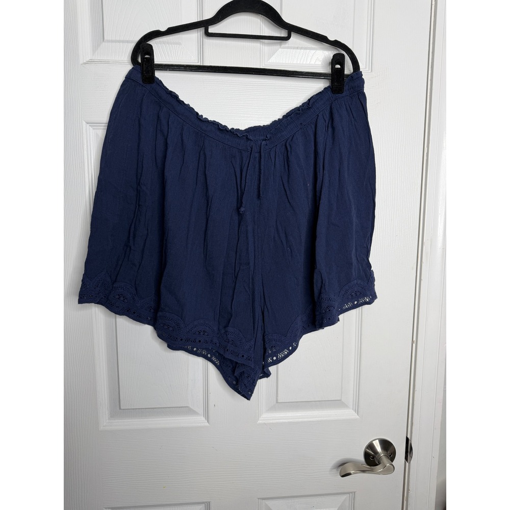 AERIE Lace Trimmed Gauzey‎ Navy Blue Shorts Size XXL